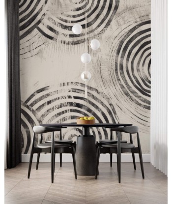 Abstraction Circulaire Noir et Blanc -  papier peint Art Moderne ouvre sa boutique