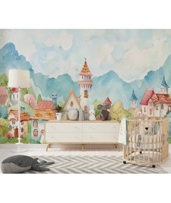 Évasion Imaginaire : Papier Peint Village Fantastique pour Enfants Par le système avancé 