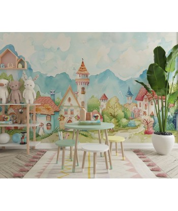 Évasion Imaginaire : Papier Peint Village Fantastique pour Enfants Par le système avancé 