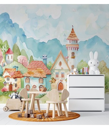 Évasion Imaginaire : Papier Peint Village Fantastique pour Enfants Par le système avancé 