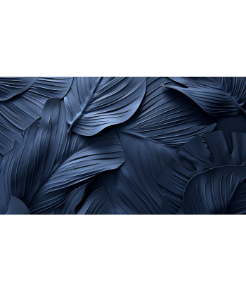 Feuillage 3D Velours Bleu Nuit - Papier Peint Panoramique offre 