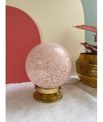 Lampe à poser vintage ronde en verre de Clichy rose - petit modèle Cloud la chaussure