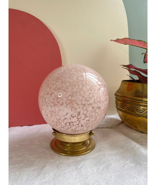 Lampe à poser vintage ronde en verre de Clichy rose - petit modèle Cloud la chaussure