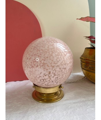 Lampe à poser vintage ronde en verre de Clichy rose - petit modèle Cloud la chaussure