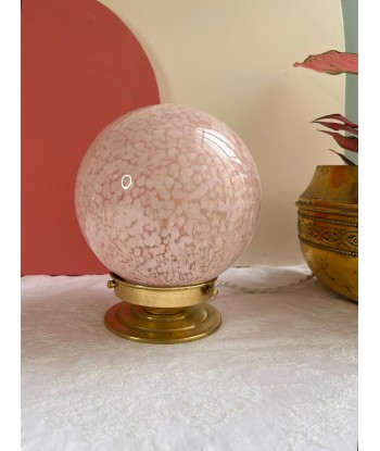 Lampe à poser vintage ronde en verre de Clichy rose - petit modèle Cloud la chaussure