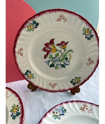 Service en Terre de Fer vintage, assiettes plates et creuses, modèle Marseille de Longwy le des métaux précieux