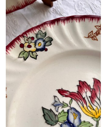 Service en Terre de Fer vintage, assiettes plates et creuses, modèle Marseille de Longwy le des métaux précieux