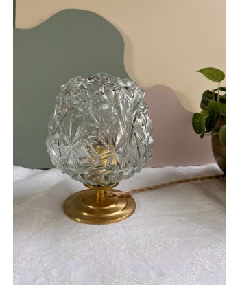 Lampe à poser vintage en verre ciselé pointe de diamant- petit modèle Diamond pas cher chine