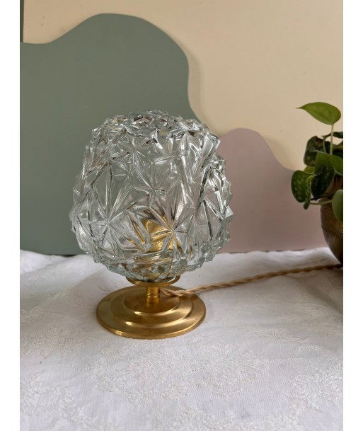 Lampe à poser vintage en verre ciselé pointe de diamant- petit modèle Diamond pas cher chine