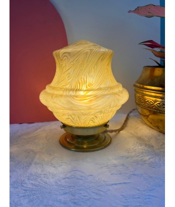 Lampe à poser vintage en verre jaune strié - petit modèle Sun meilleur choix