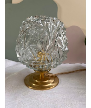 Lampe à poser vintage en verre ciselé pointe de diamant- petit modèle Diamond pas cher chine