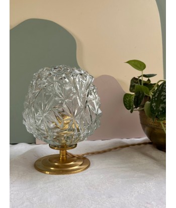 Lampe à poser vintage en verre ciselé pointe de diamant- petit modèle Diamond pas cher chine