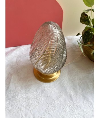 Lampe à poser vintage en verre ciselé- petit modèle Dôme pas chere