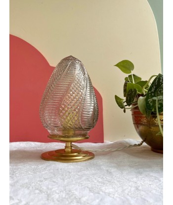 Lampe à poser vintage en verre ciselé- petit modèle Dôme pas chere