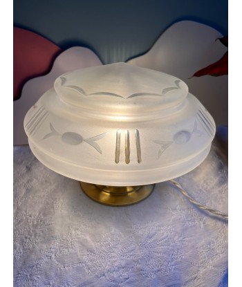 Lampe à poser vintage en verre dépoli années 50 - modèle Justine rembourrage situé sous