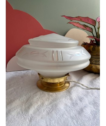 Lampe à poser vintage en verre dépoli années 50 - modèle Justine rembourrage situé sous