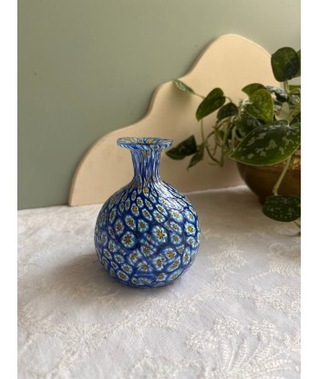 Petit vase bleu en verre de Murano vintage Millefiori - Sulfure - Murrine Murrina Amélioration de cerveau avec