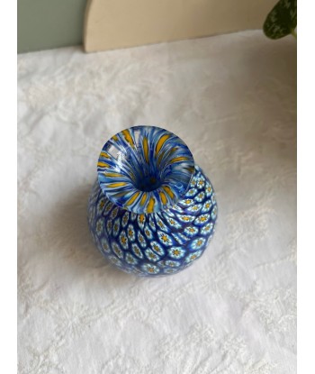 Petit vase bleu en verre de Murano vintage Millefiori - Sulfure - Murrine Murrina Amélioration de cerveau avec