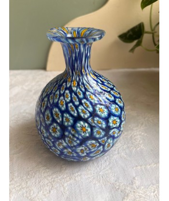 Petit vase bleu en verre de Murano vintage Millefiori - Sulfure - Murrine Murrina Amélioration de cerveau avec