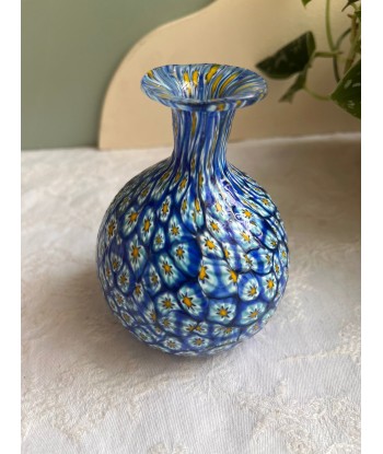 Petit vase bleu en verre de Murano vintage Millefiori - Sulfure - Murrine Murrina Amélioration de cerveau avec