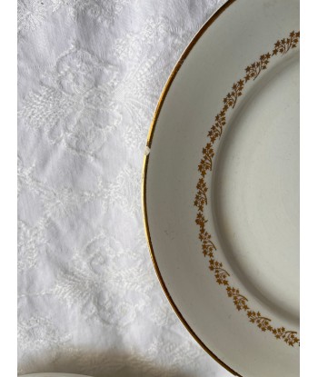 Neuf grandes assiettes en faïence blanche à décor de lierre doré Par le système avancé 