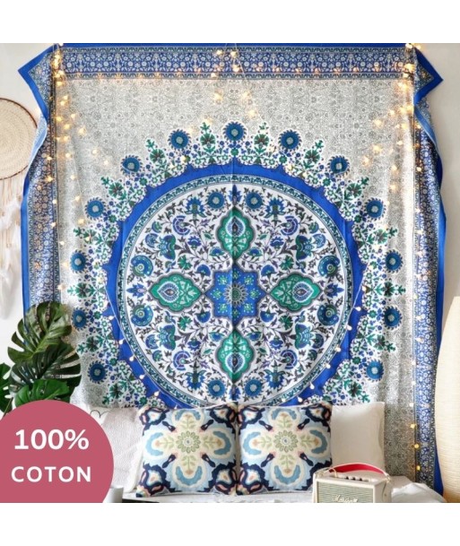 Tenture Mandala Coton Bleu destockage