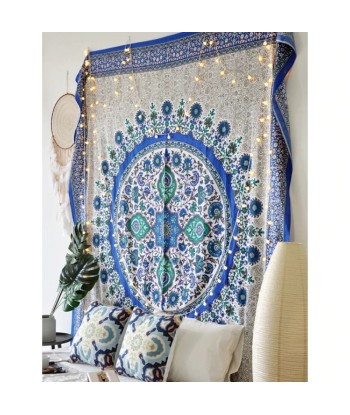 Tenture Mandala Coton Bleu destockage