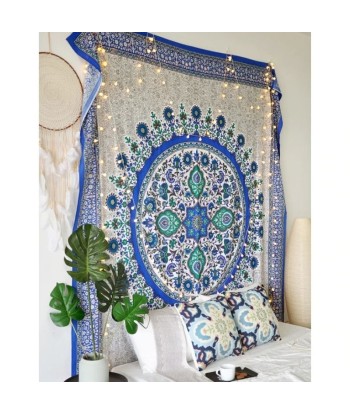 Tenture Mandala Coton Bleu destockage