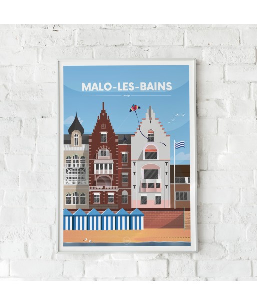 AFFICHE MALO LES BAINS - LA PLAGE destockage