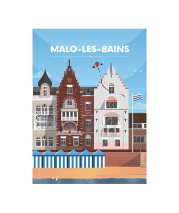 AFFICHE MALO LES BAINS - LA PLAGE destockage