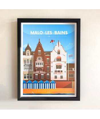 AFFICHE MALO LES BAINS - LA PLAGE destockage