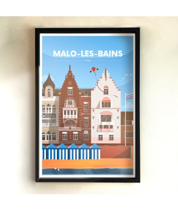 AFFICHE MALO LES BAINS - LA PLAGE destockage