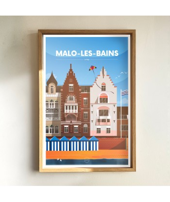 AFFICHE MALO LES BAINS - LA PLAGE destockage