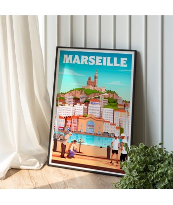 AFFICHE MARSEILLE - LE VIEUX PORT ou a consommer sur place