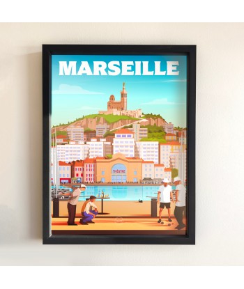 AFFICHE MARSEILLE - LE VIEUX PORT ou a consommer sur place