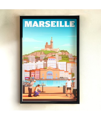 AFFICHE MARSEILLE - LE VIEUX PORT ou a consommer sur place