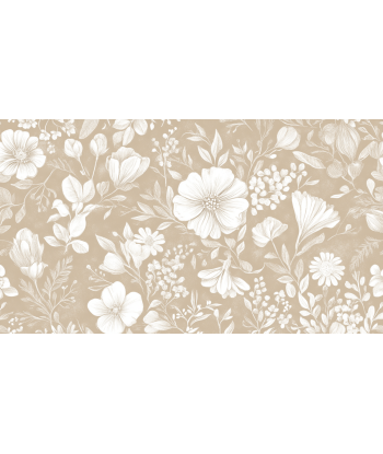 Floraison Bohème - Papier Peint Floral Élégant en Beige les ligaments