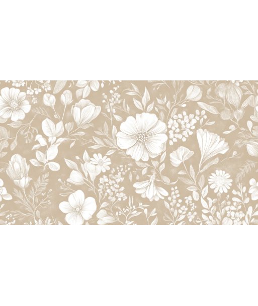 Floraison Bohème - Papier Peint Floral Élégant en Beige les ligaments