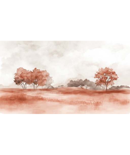 Rêverie en Terracotta : Papier Peint Panoramique Champêtre en Aquarelle acheter en ligne