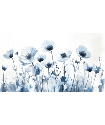 Bleu Poétique : Papier Peint Panoramique Floral en Aquarelle Bleu-Gris Voir les baskets