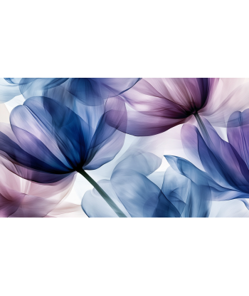 Pétales Aériens : Papier Peint Floral Abstrait en Bleu et Violet pour bénéficier 