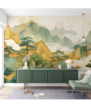 Tranquillité d'Asie : Panorama Mural de Collines Enchantées soldes