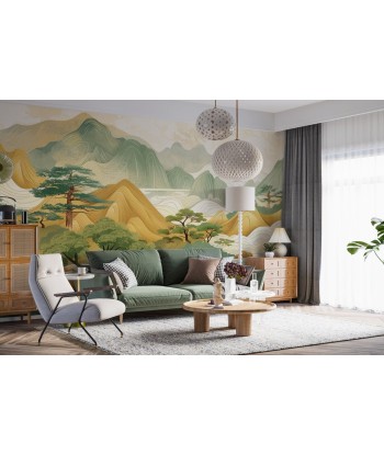 Tranquillité d'Asie : Panorama Mural de Collines Enchantées soldes