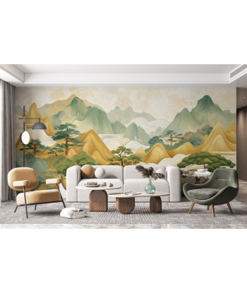 Tranquillité d'Asie : Panorama Mural de Collines Enchantées soldes