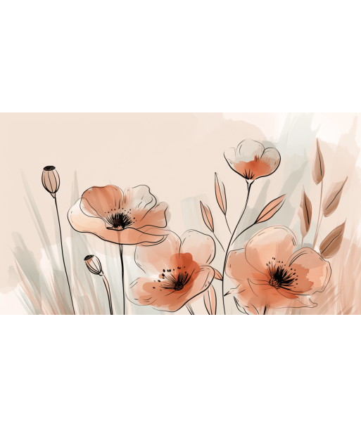 Jardin de Coquelicots – Panoramique aux Tons Pastels vente chaude votre 