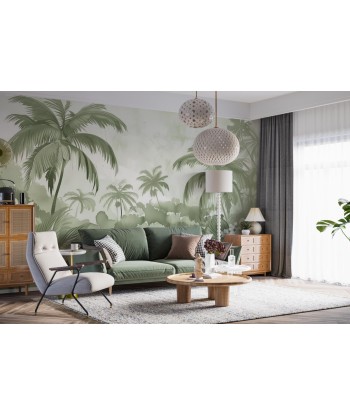 Rêve de Jungle – Panorama Mural en Vert Pastel offre 