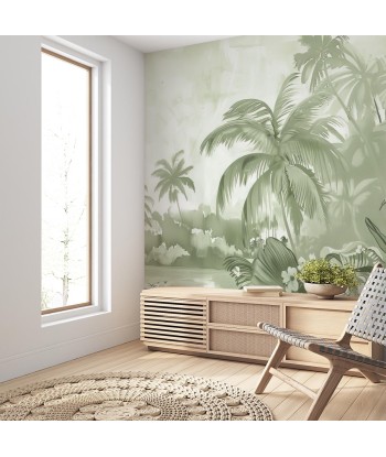 Rêve de Jungle – Panorama Mural en Vert Pastel offre 