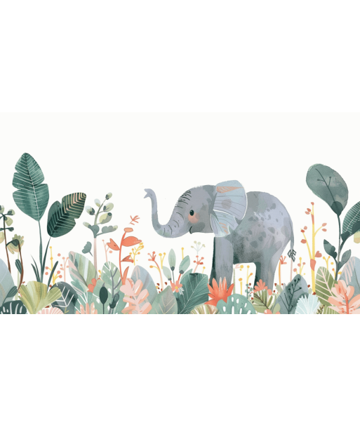 Charmant Compagnon : Éléphant parmi les Fleurs Par le système avancé 