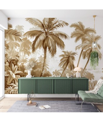 Luxe Tropical : Papier peint jungle stylisée en brun et blanc soldes