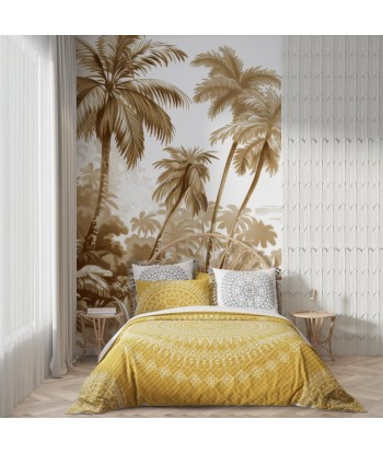 Luxe Tropical : Papier peint jungle stylisée en brun et blanc soldes